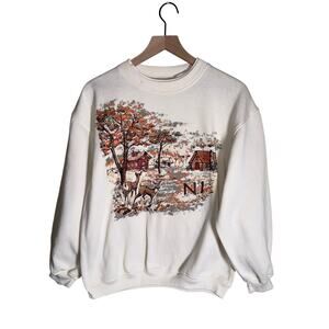 VINTAGE BASIC EDITIONS cottagecore cozy painted graphic crewneck sweatshirt M